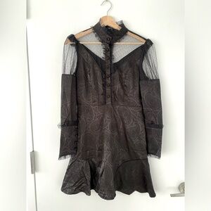 Unique Black Dress Button Up Lace Dress in Size Small Goth Alternative